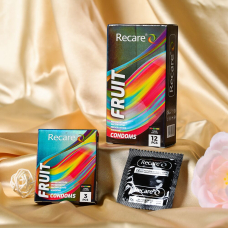 Презервативы с фруктовыми ароматами в голографической упаковке – Recare Holographic Fruit Flavour Condoms, 12 шт., мята, банан и клубника