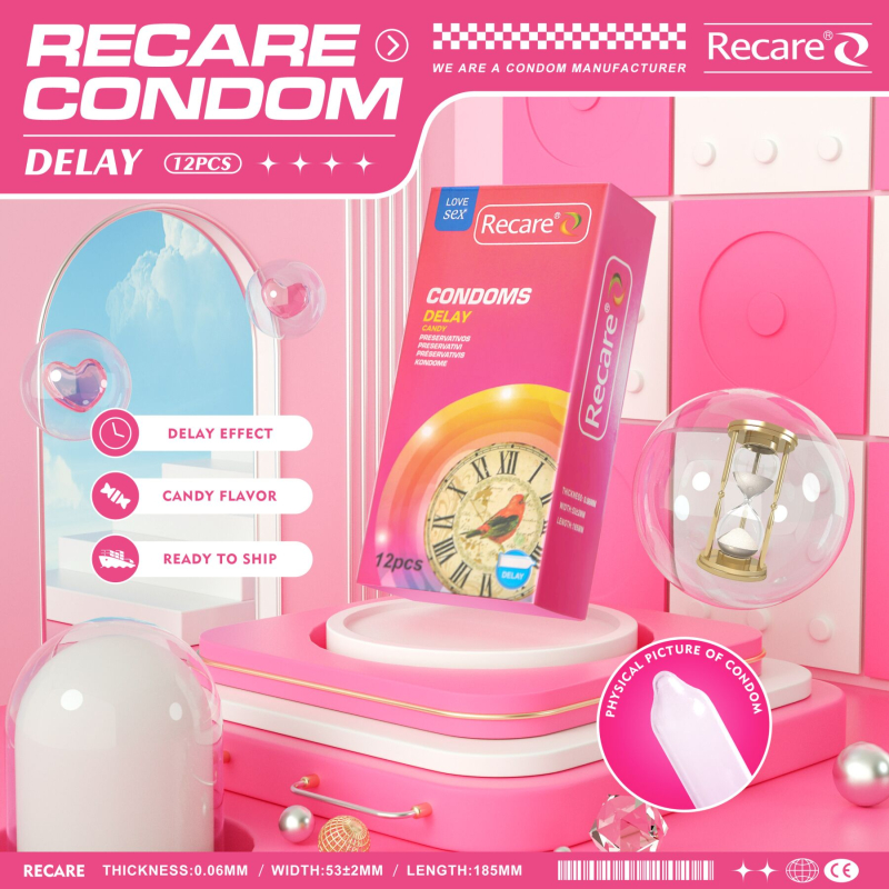 Презервативи з пролонгувальним ефектом – Recare Delay Candy Condoms, 12 шт., із цукерковим ароматом