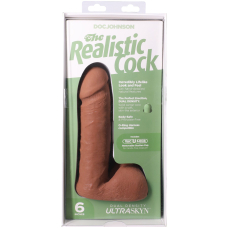 Реалістичний фалоімітатор з мошонкою – Doc Johnson The Realistic Cock ULTRASKYN, 15.2 см, карамельного кольору