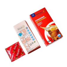 Ребристые презервативы с пузырьками – Recare Cola Dotted & Ribbed Condoms, 12 шт., с ароматом колы