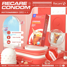 Ребристые презервативы с пузырьками – Recare Cola Dotted & Ribbed Condoms, 12 шт., с ароматом колы