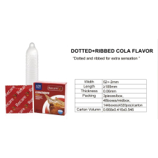 Ребристые презервативы с пузырьками – Recare Cola Dotted & Ribbed Condoms, 3 шт., с ароматом колы