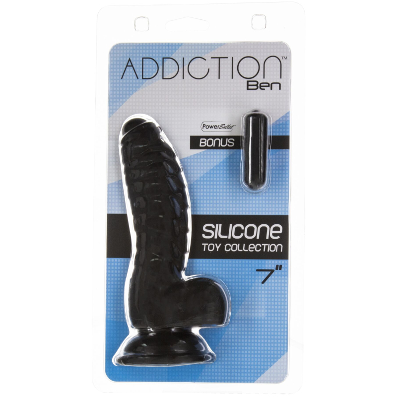 Ребристый фаллоимитатор на присоске с виброкулей в комплекте – Addiction Ben 7