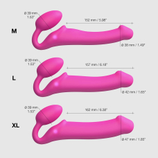 Регульований безремінний страпон з вібрацією – Strap-On-Me Vibrating Fuchsia XL, діаметр 4.7 см, з пультом ДК