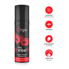 Рідкий вибратор із зігрівальним ефектом і смаком полуниці – Orgie Sexy Vibe! Hot, 15 мл