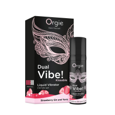 Рідкий вибратор зі смаком полуничного джин-тоніка – Orgie Dual Vibe! Strawberry Gin & Tonic 15 мл