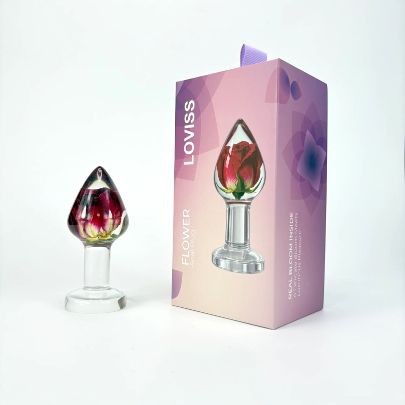 Роскошная анальная пробка с настоящей розой внутри – Loviss Rose Anal Plug