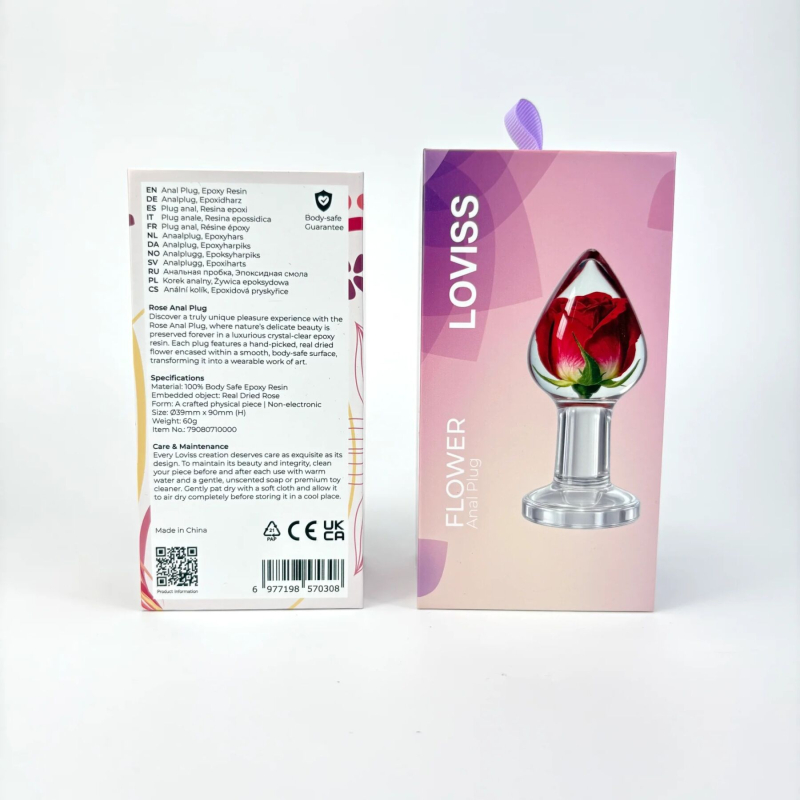 Роскошная анальная пробка с настоящей розой внутри – Loviss Rose Anal Plug