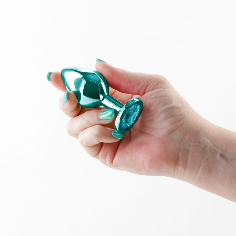Середня алюмінієва анальна пробка з бірюзовою основою – NS Novelties Rear Assets Medium Teal, 7,1 см