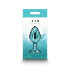 Середня алюмінієва анальна пробка з бірюзовою основою – NS Novelties Rear Assets Medium Teal, 7,1 см