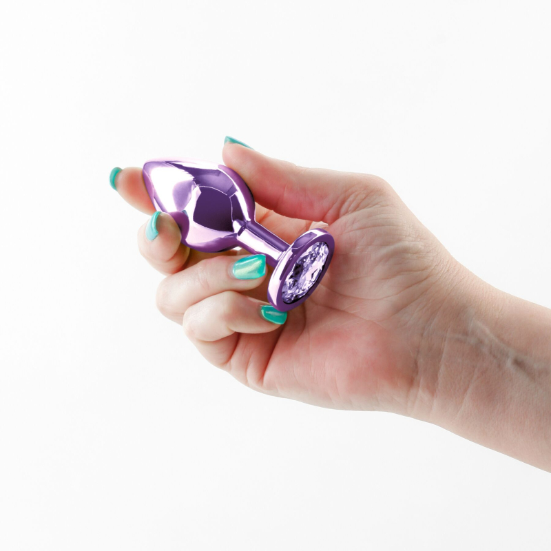 Середня алюмінієва анальна пробка з фіолетовою основою – NS Novelties Rear Assets Medium Purple, 7,1 см