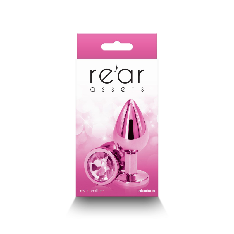 Середня алюмінієва анальна пробка з рожевою основою – NS Novelties Rear Assets Medium Pink, 7,1 см