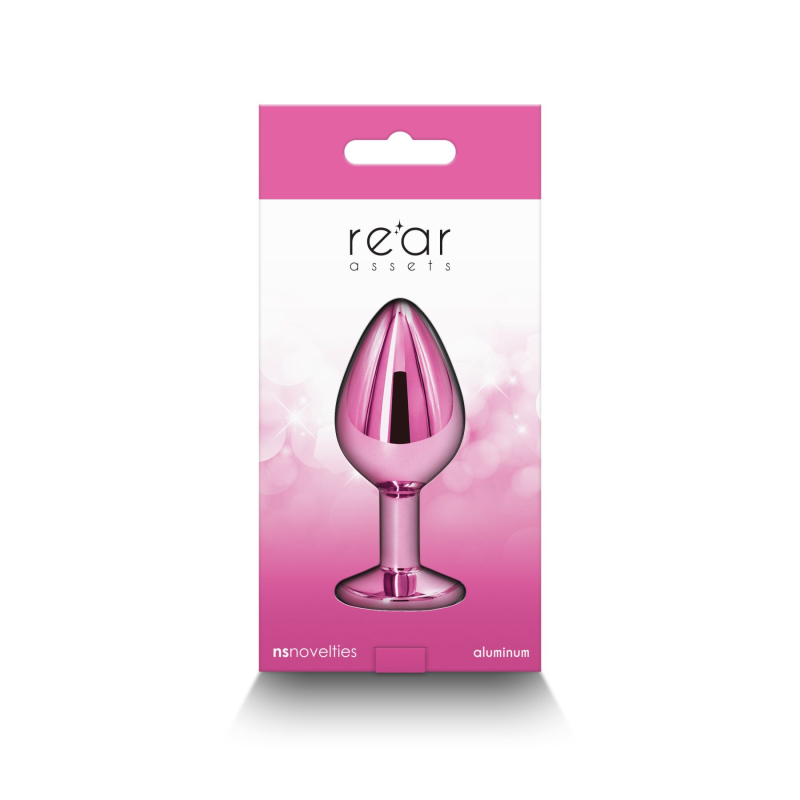 Середня алюмінієва анальна пробка з рожевою основою – NS Novelties Rear Assets Medium Pink, 7,1 см