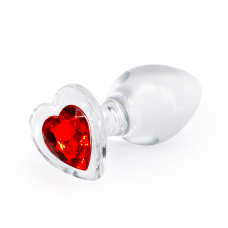 Скляна анальна пробка з червоним сердечком на основі – NS Novelties Crystal Desires Red Heart Medium