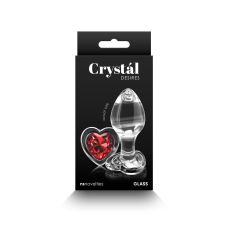 Скляна анальна пробка з червоним сердечком на основі – NS Novelties Crystal Desires Red Heart Medium