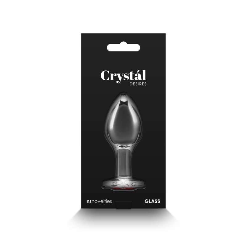Стеклянная анальная пробка с красным сердечком на основании – NS Novelties Crystal Desires Red Heart Medium