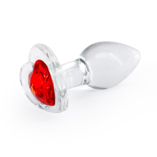 Скляна анальна пробка з червоним сердечком на основі – NS Novelties Crystal Desires Red Heart Small, 7,2 см