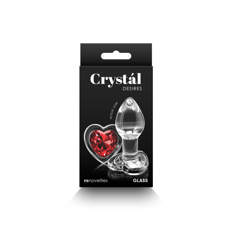 Скляна анальна пробка з червоним сердечком на основі – NS Novelties Crystal Desires Red Heart Small, 7,2 см