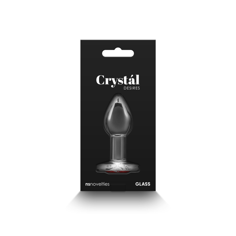 Скляна анальна пробка з червоним сердечком на основі – NS Novelties Crystal Desires Red Heart Small, 7,2 см