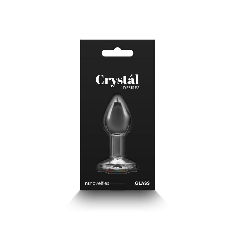 Скляна анальна пробка з різнокольоровим кристалом – NS Novelties Crystal Desires Rainbow Gem Small, 6,2 см