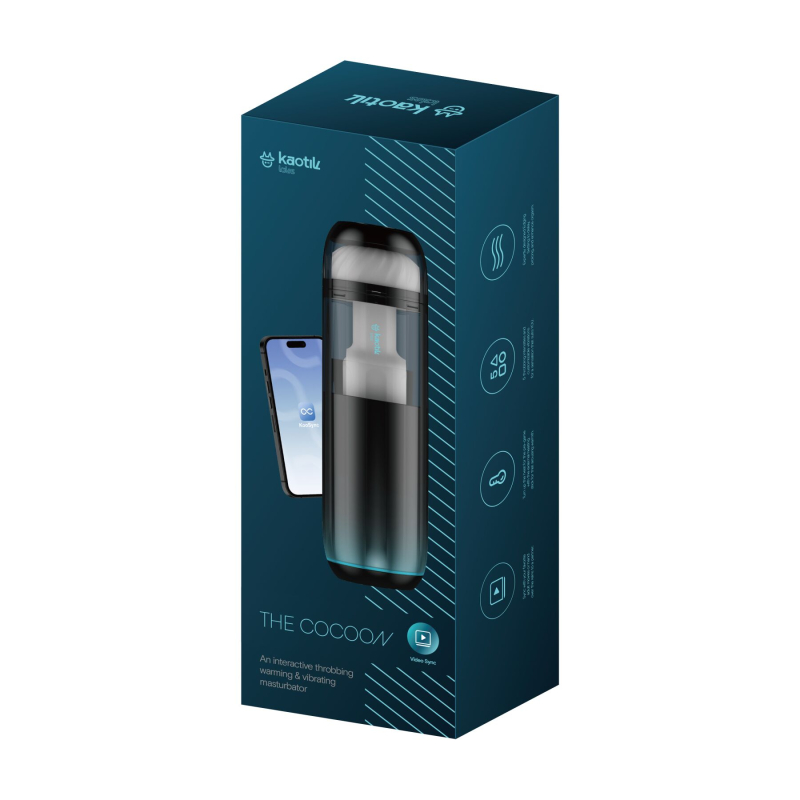 Смарт-мастурбатор з пульсаціями та підігрівом – Kaotik Labs The Cocoon, до 42 °C, з режимом edging