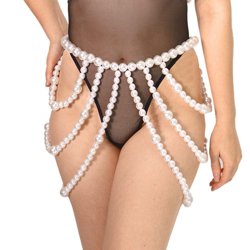 Спідниця з перлин – Art of Sex Jasmine, розмір XS–2XL, білого кольору