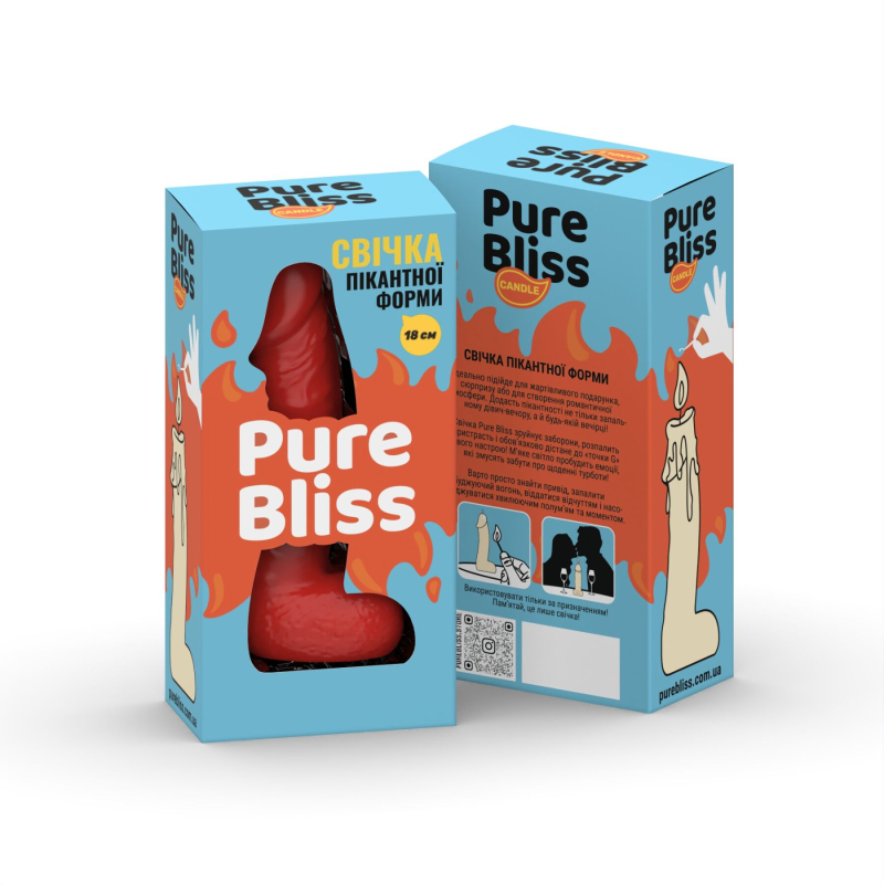 Свеча в форме пениса – Pure Bliss BIG, 18 см, красного цвета