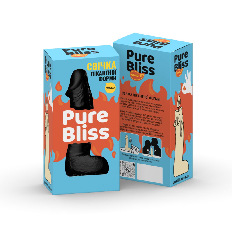 Свічка у формі пеніса – Pure Bliss BIG, 18 см, чорного кольору