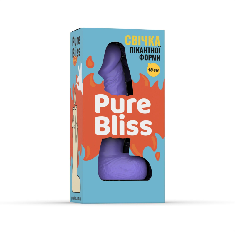 Свічка у формі пеніса – Pure Bliss BIG, 18 см, фіолетового кольору