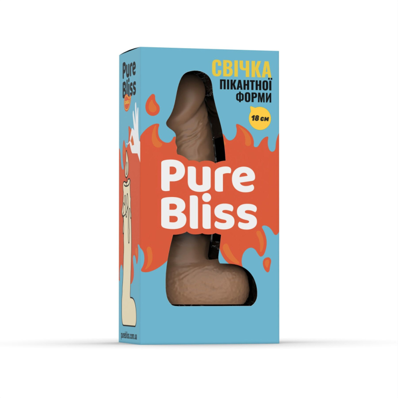 Свічка у формі пеніса – Pure Bliss BIG, 18 см, коричневого кольору