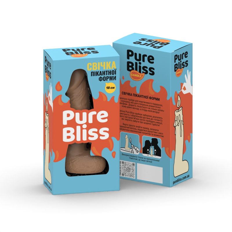 Свічка у формі пеніса – Pure Bliss BIG, 18 см, коричневого кольору