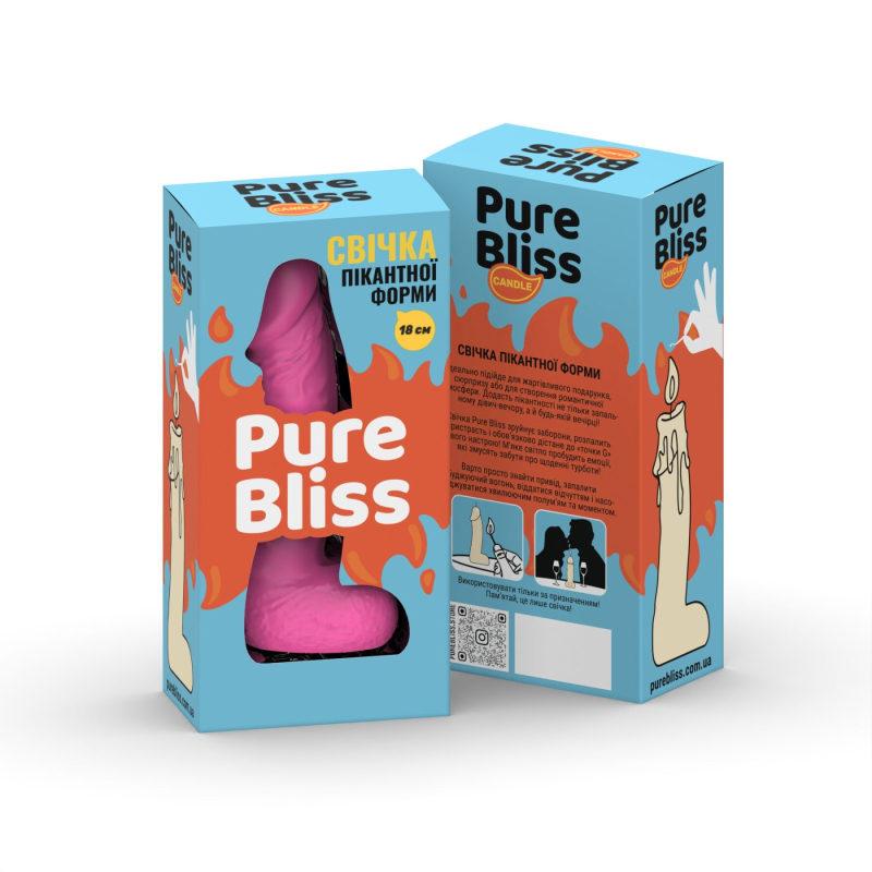 Свеча в форме пениса – Pure Bliss BIG, 18 см, розового цвета