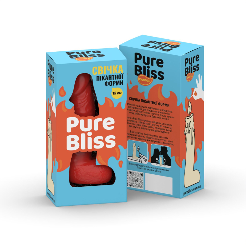 Свеча в форме пениса – Pure Bliss MINI, 15 см, красного цвета