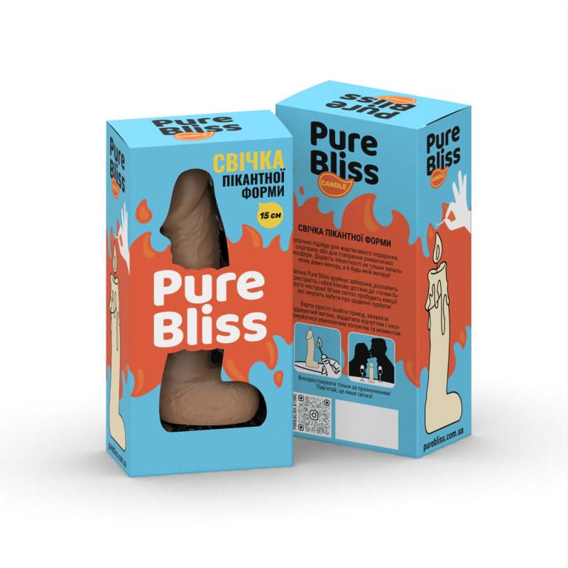 Свічка у формі пеніса – Pure Bliss MINI, 15 см, коричневого кольору