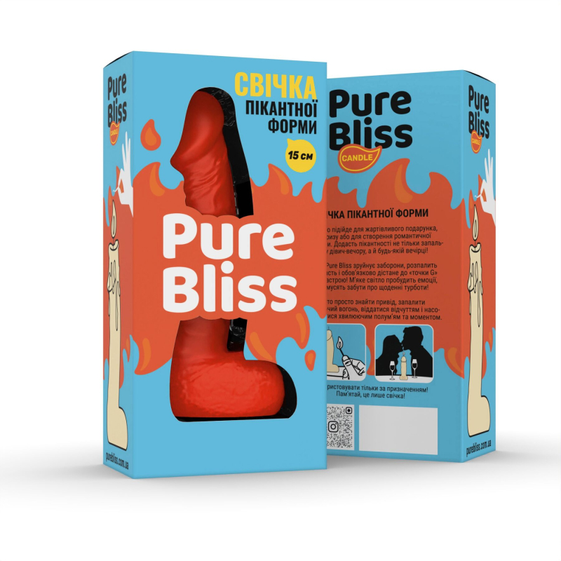 Свеча в форме пениса – Pure Bliss MINI, 15 см, оранжевого цвета