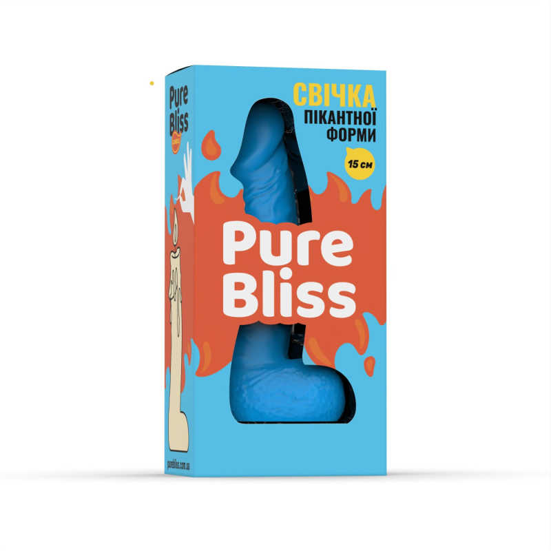 Свічка у формі пеніса – Pure Bliss MINI, 15 см, синього кольору