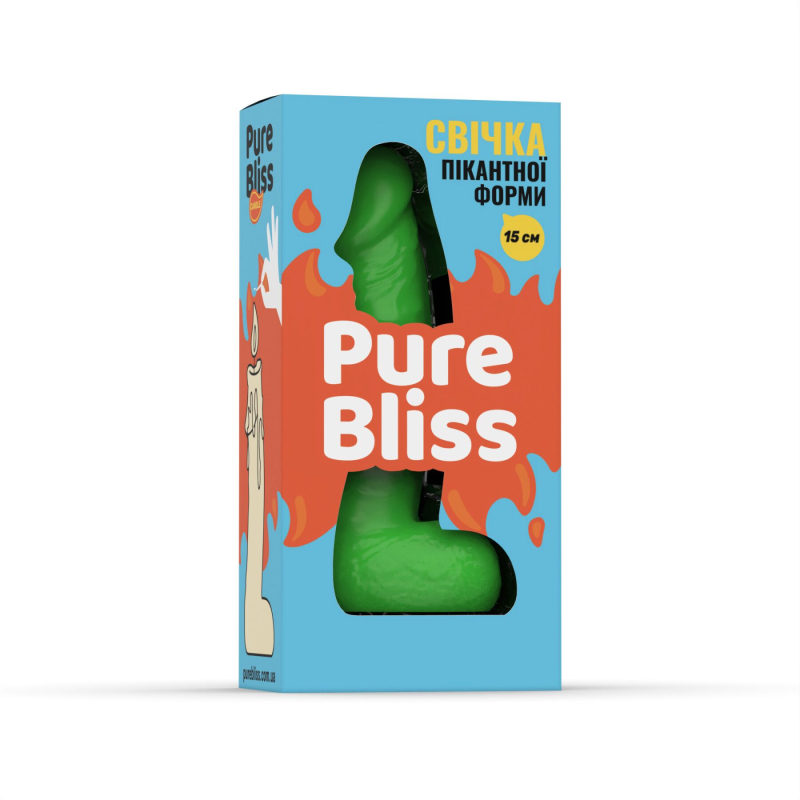 Свеча в форме пениса – Pure Bliss MINI, 15 см, зеленого цвета