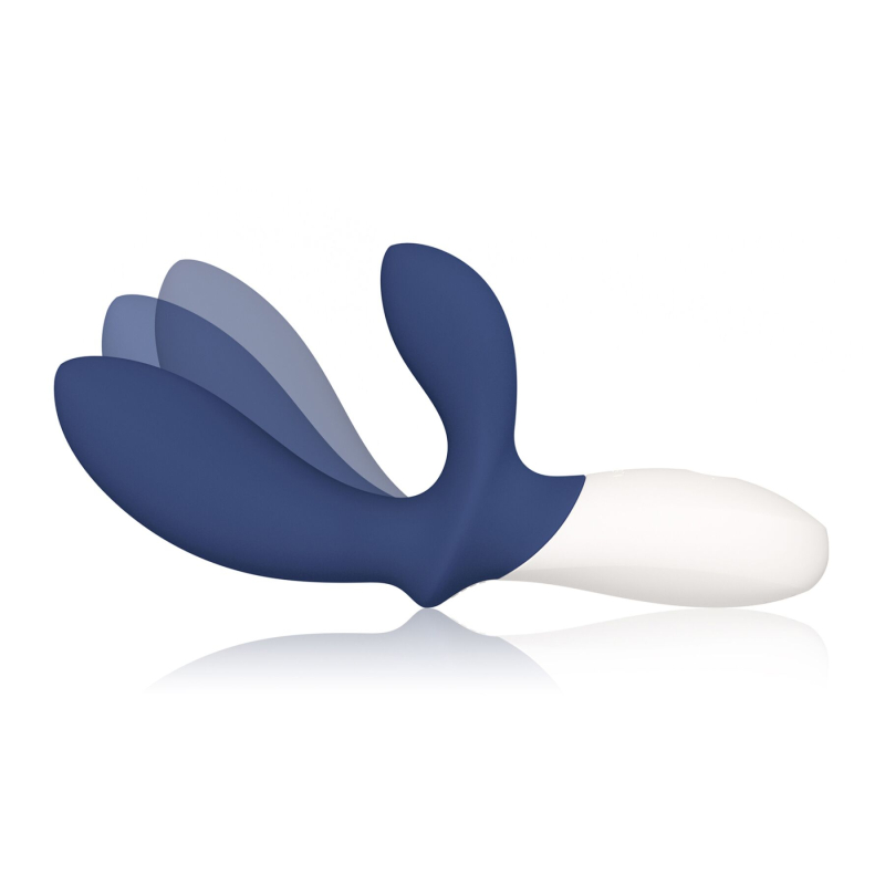 Синий массажер простаты с технологией WaveMotion и двумя моторами – LELO Loki Wave 2 Base Blue, 19,6 см