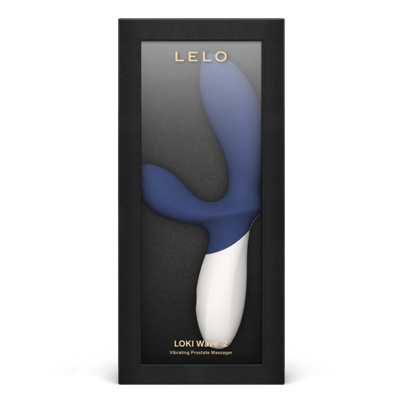 Синий массажер простаты с технологией WaveMotion и двумя моторами – LELO Loki Wave 2 Base Blue, 19,6 см