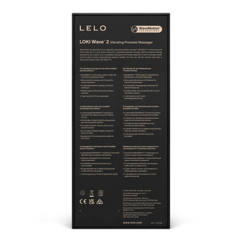 Синий массажер простаты с технологией WaveMotion и двумя моторами – LELO Loki Wave 2 Base Blue, 19,6 см