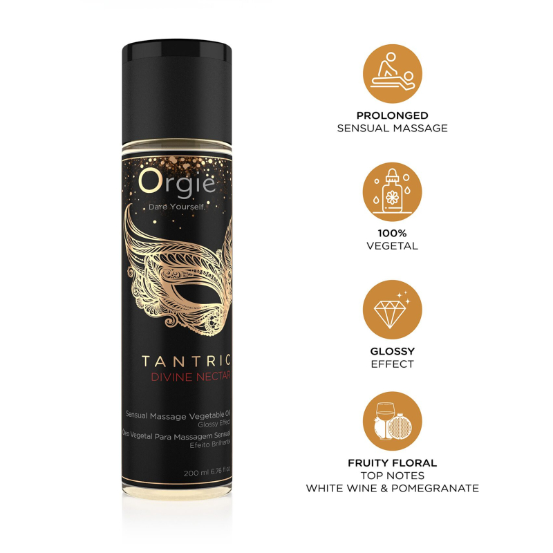 Тантрична масажна олія з фруктово-квітковим ароматом і зволоженням – Orgie Tantric Divine Nectar, 200 мл