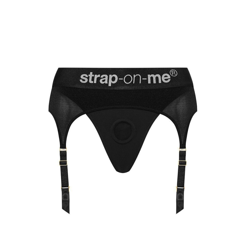 Трусики-харнес для страпона – Strap-On-Me REBEL HARNESS, размер XS, с подвязками для чулок