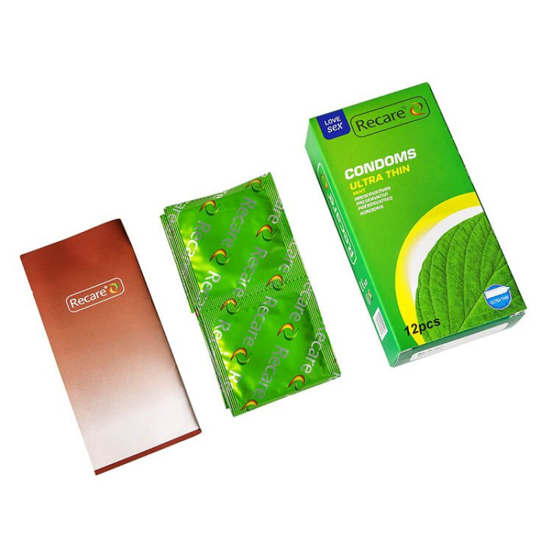 Ультратонкі презервативи – Recare Ultra Thin Mint Condoms, 12 шт., з ароматом м’яти