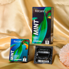 Ультратонкі презервативи в голографічному пакованні – Recare Holographic Ultra Thin Mint Condoms, 3 шт., з ароматом м’яти