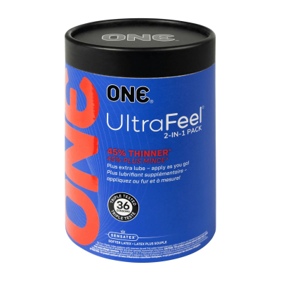 Ультратонкие презервативы с дополнительным лубрикантом – ONE Ultra Feel, 36 шт., в подарочном тубусе