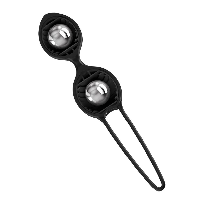 Вагинальные шарики – Fun Factory SMARTBALLS DUO, черного цвета, 2 шт., диаметр 3.2 и 3.6 см