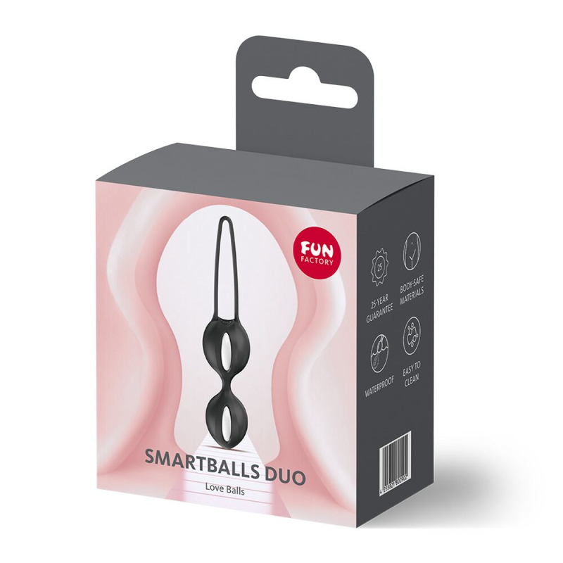 Вагинальные шарики – Fun Factory SMARTBALLS DUO, черного цвета, 2 шт., диаметр 3.2 и 3.6 см