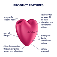 Вакуумний стимулятор-серце з вібрацією – Satisfyer Cutie Heart Battery Series