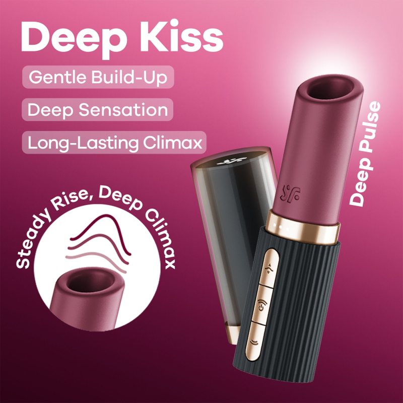 Вакуумний стимулятор з магнітною технологією 3D Air Pulse – Satisfyer Deep Kiss, 30 режимів, із захисною кришечкою