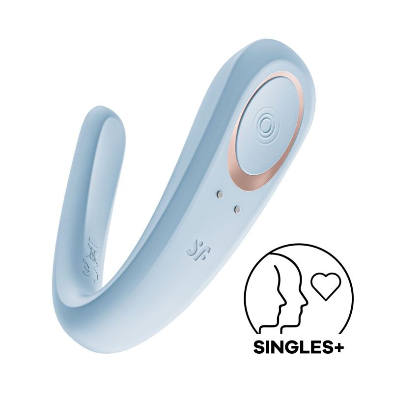 Вібратор для пар – Satisfyer Double Classic Battery Series, блакитного кольору, 1 мотор